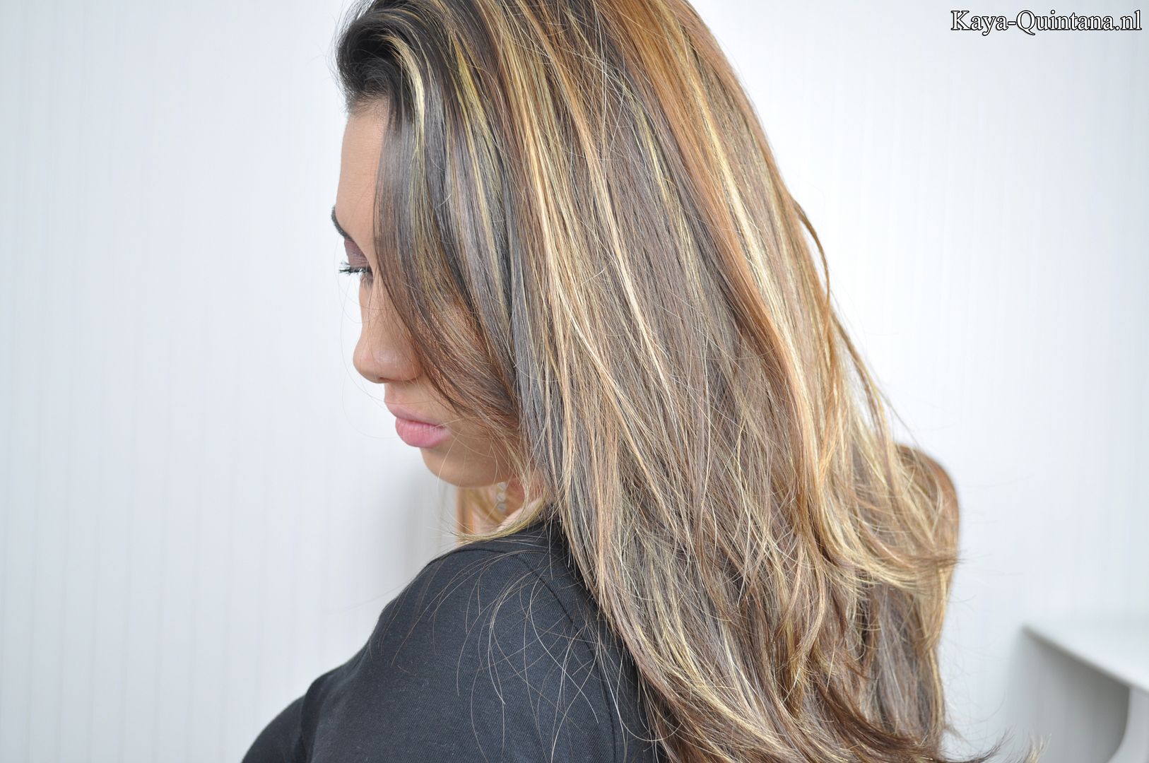blonde highlights op donker haar