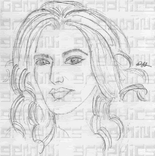 Rachel Weisz: Freehand sketch in no. 2 pencil