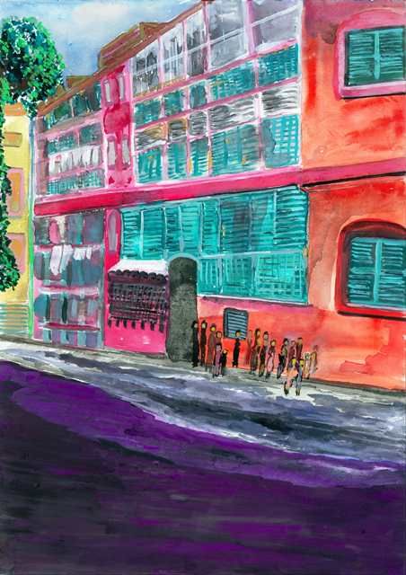 Bow Barracks, Kolkata, India, A Watercolor by Amitabh Mitra