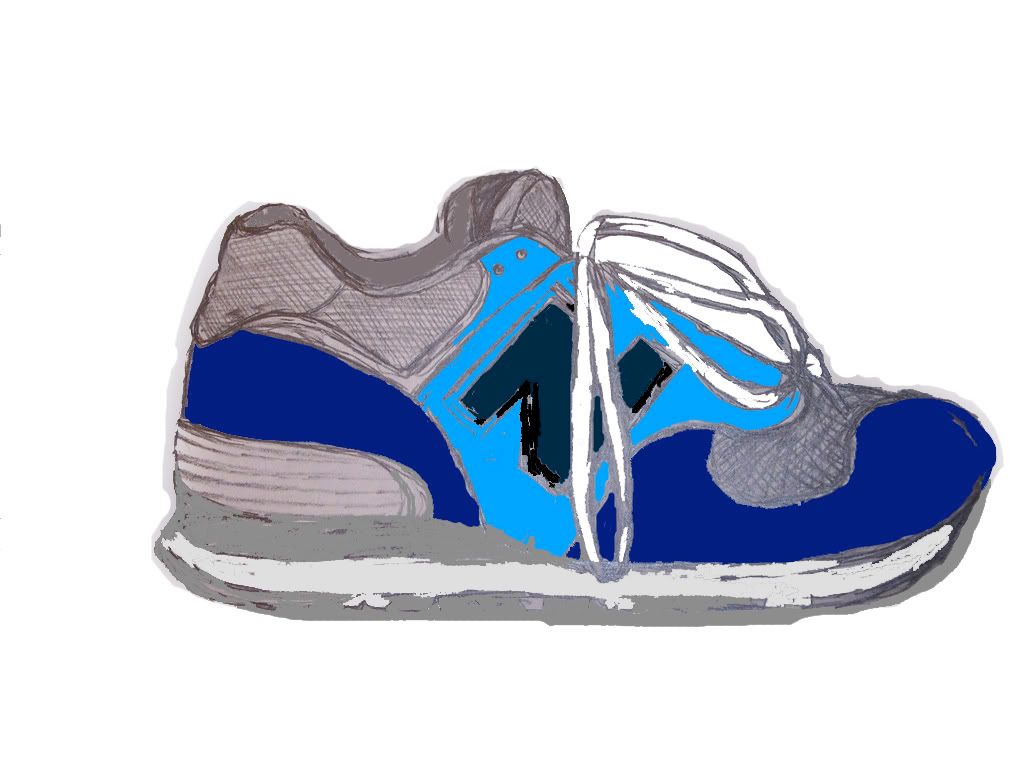 one sneaker, pencil, colored in photoshop Pictures, Images and Photos