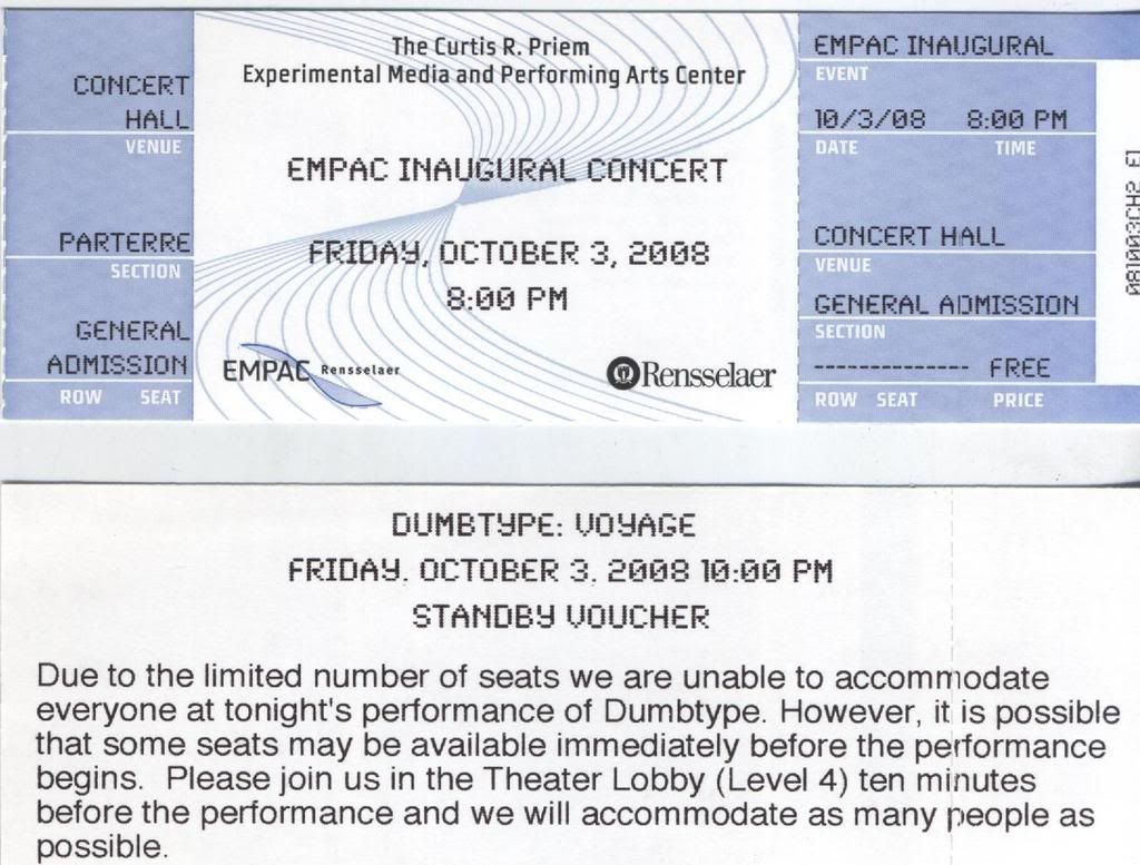 EMPAC Inaugral Ticket
