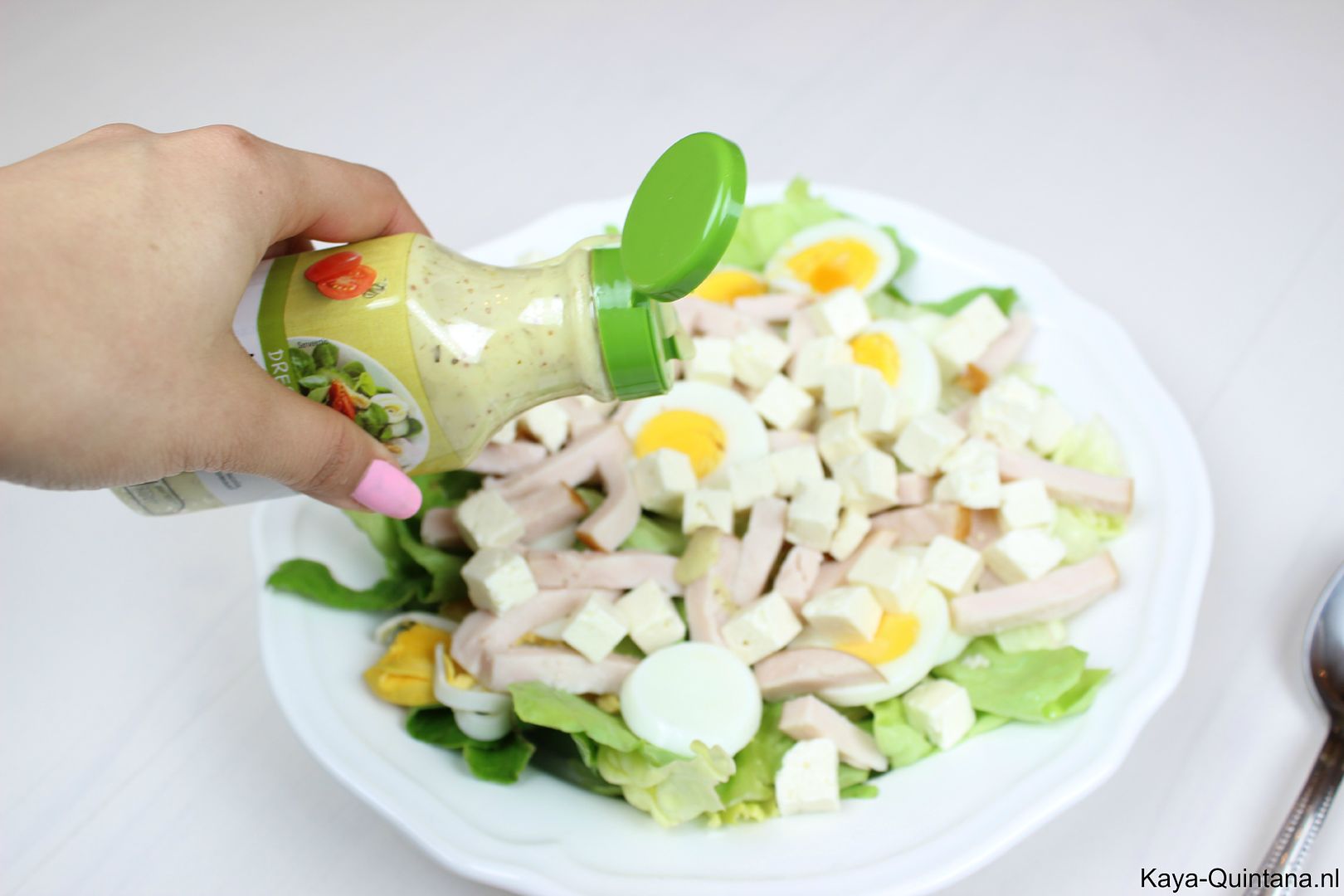 lunch salade met gerookte kip