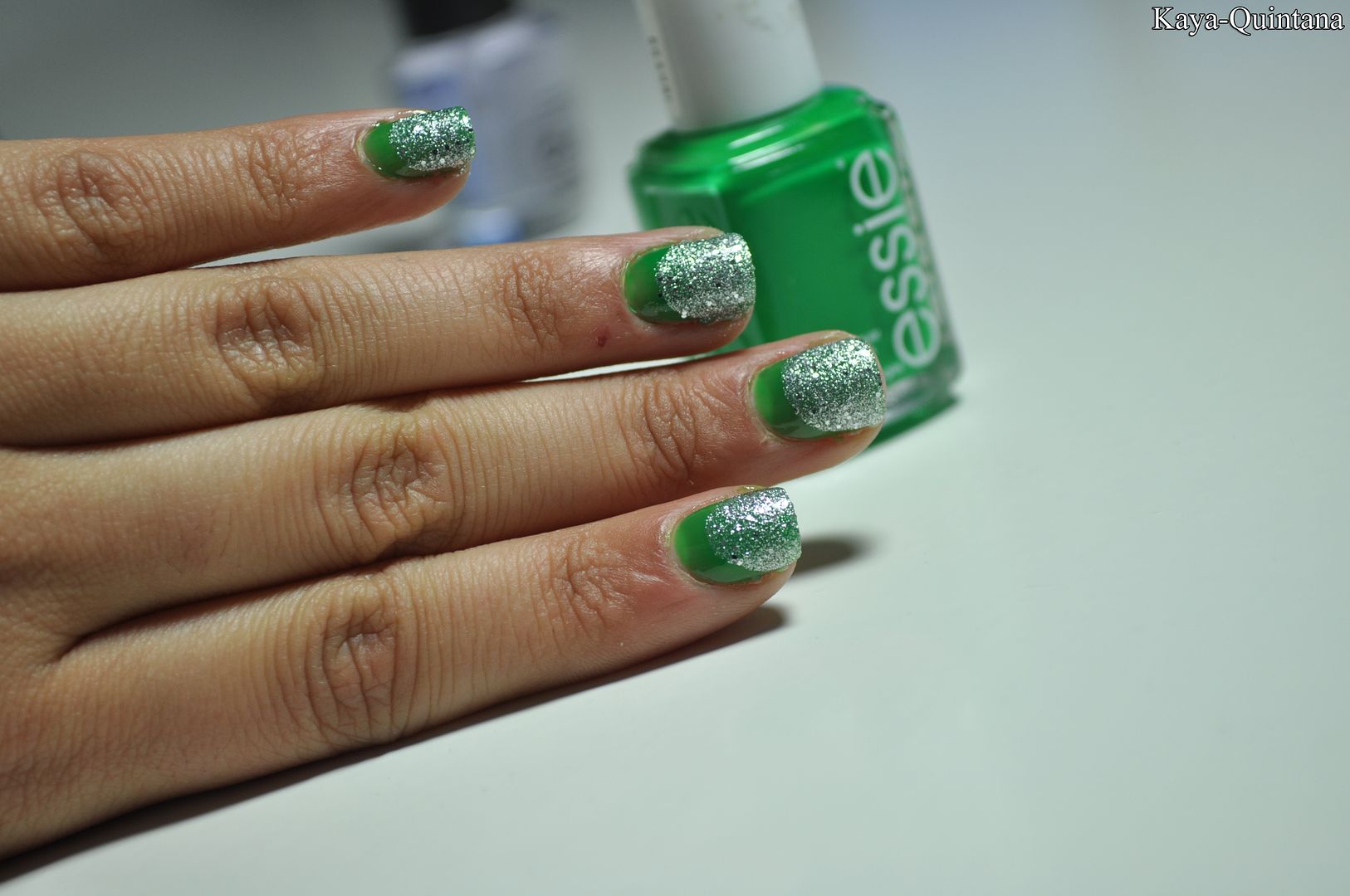 green nail art design