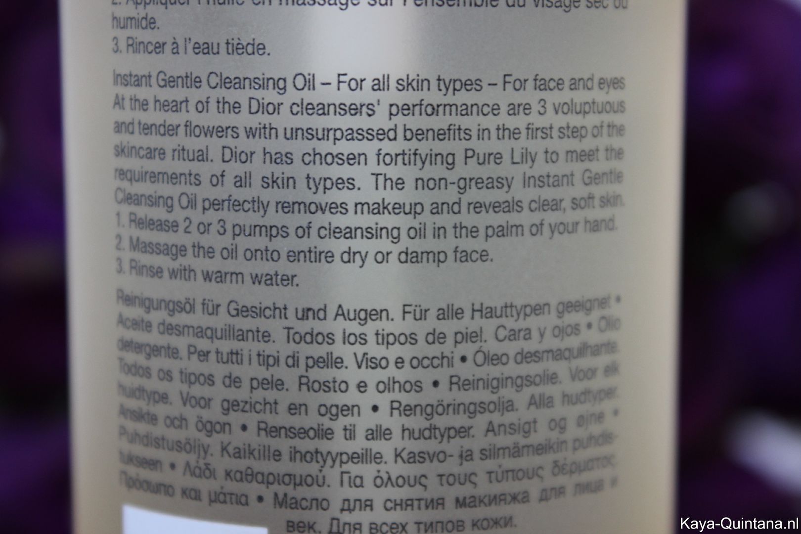dior gentle cleansing oil for all skintypes
