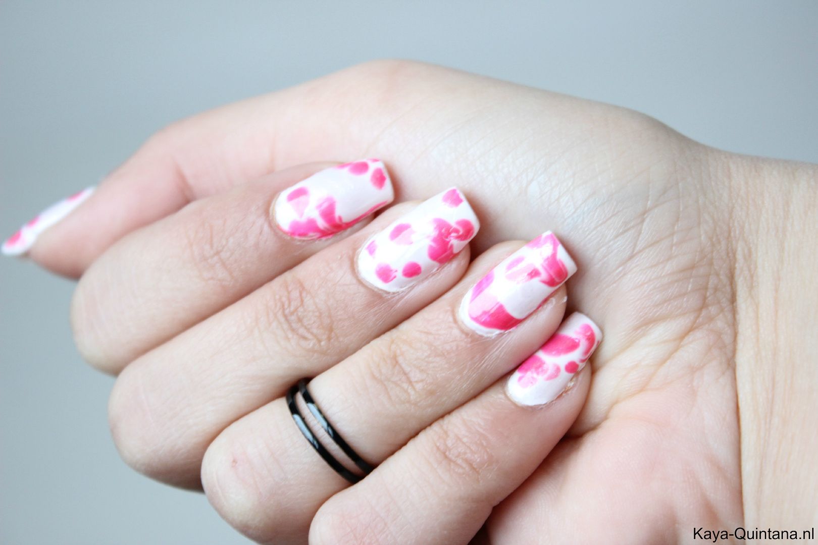 pink batik nail art