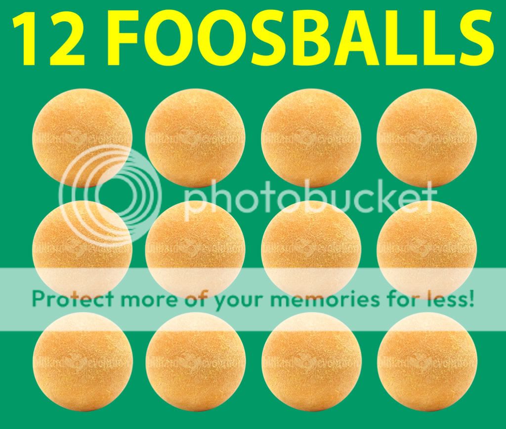 of twelve yellow textured foosballs used in Dynamo and Tornado tables 