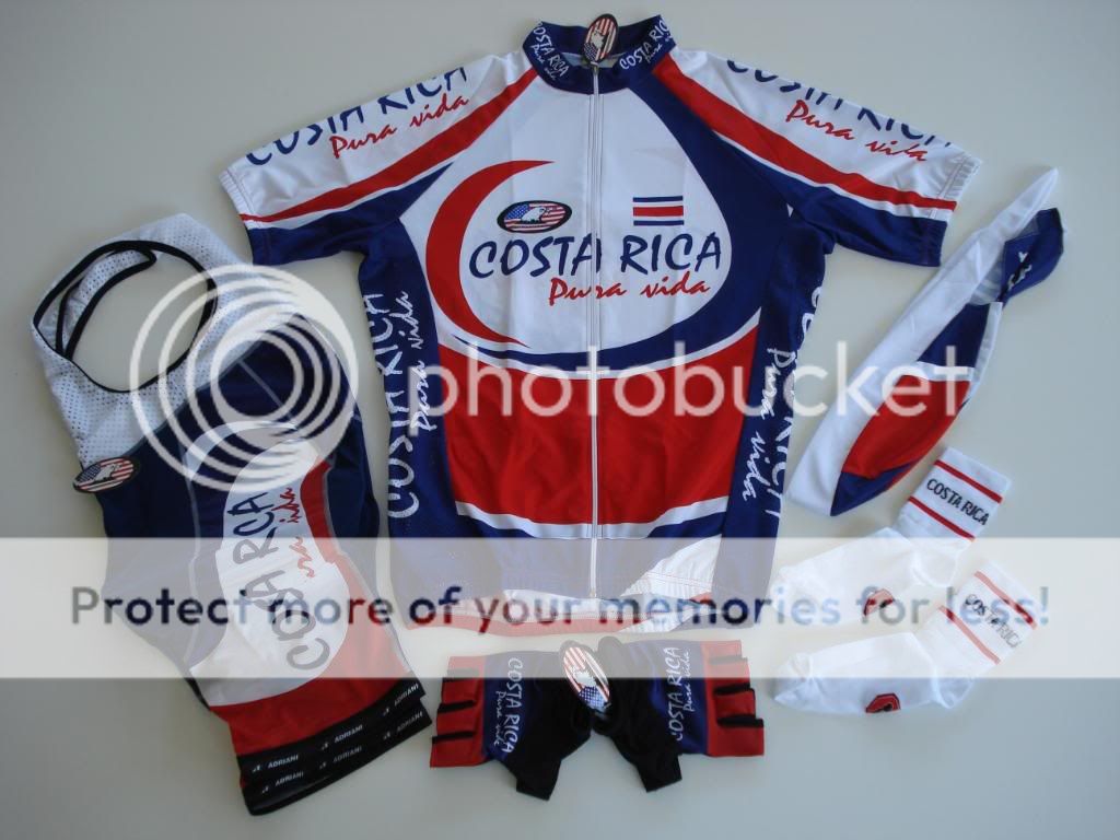New COSTA RICA Team Cycling Set Jersey Bib Shorts XL  